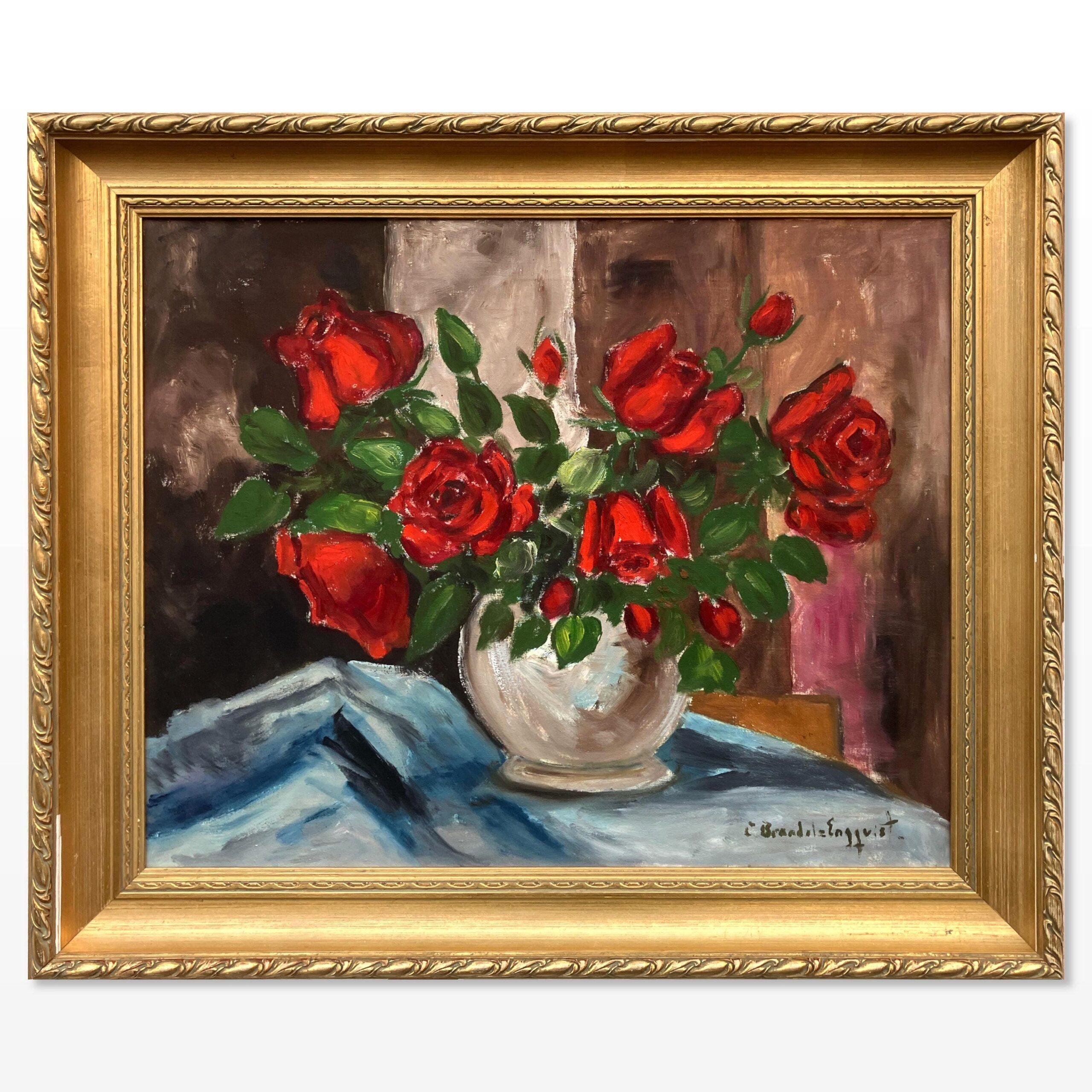 Floral Still Life Oil Painting, Swedish Mid-Century Art - Image 1