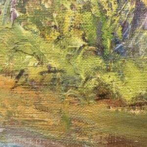 Lakeside Village Landscape Oil Painting, Scandinavian Mid-Century Art - Image 5