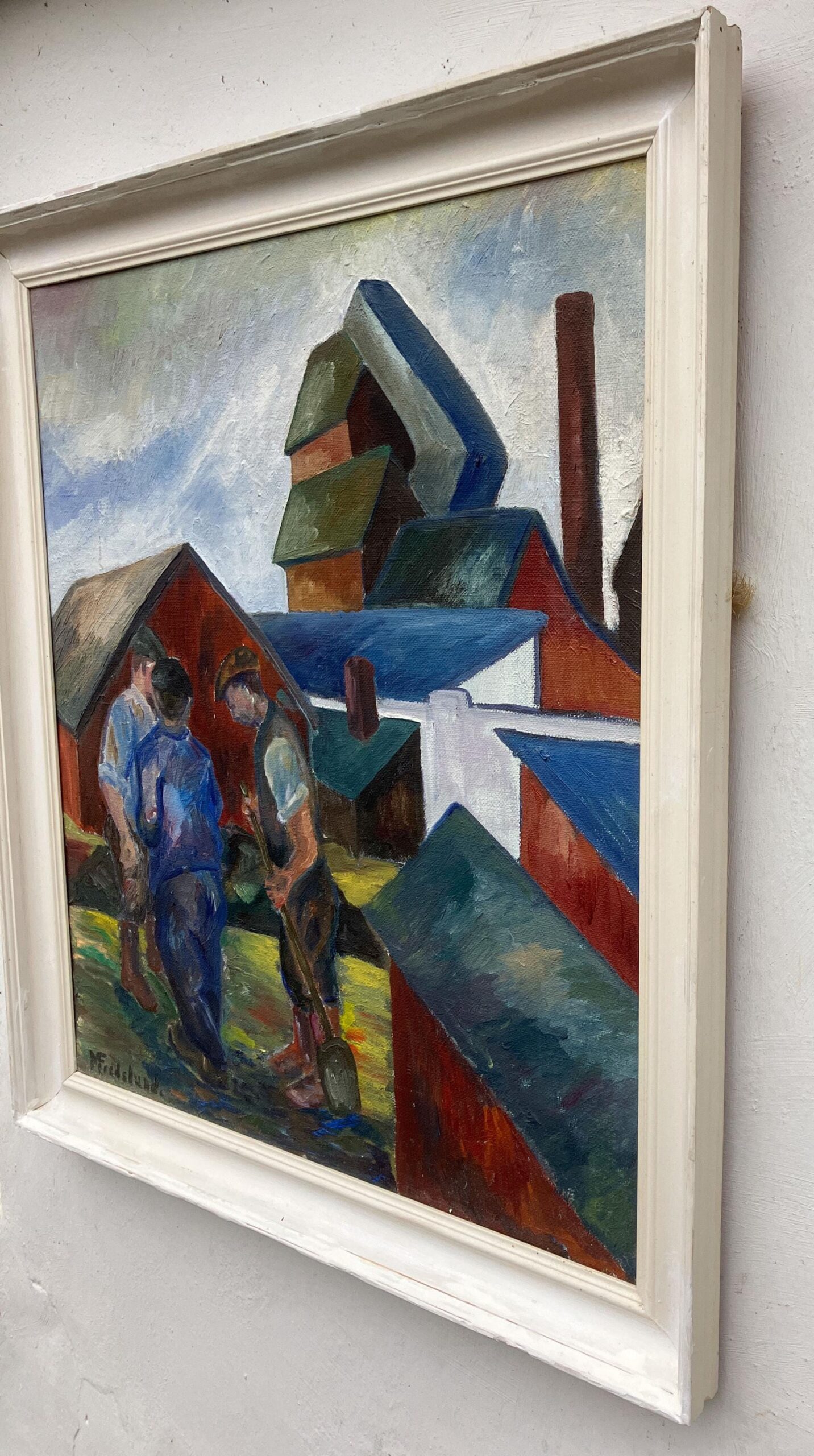 Scandinavian Figurative Oil Painting of Farm Workers, Mid-Century Modern Style - Image 8