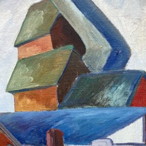 Scandinavian Figurative Oil Painting of Farm Workers, Mid-Century Modern Style - Image 6