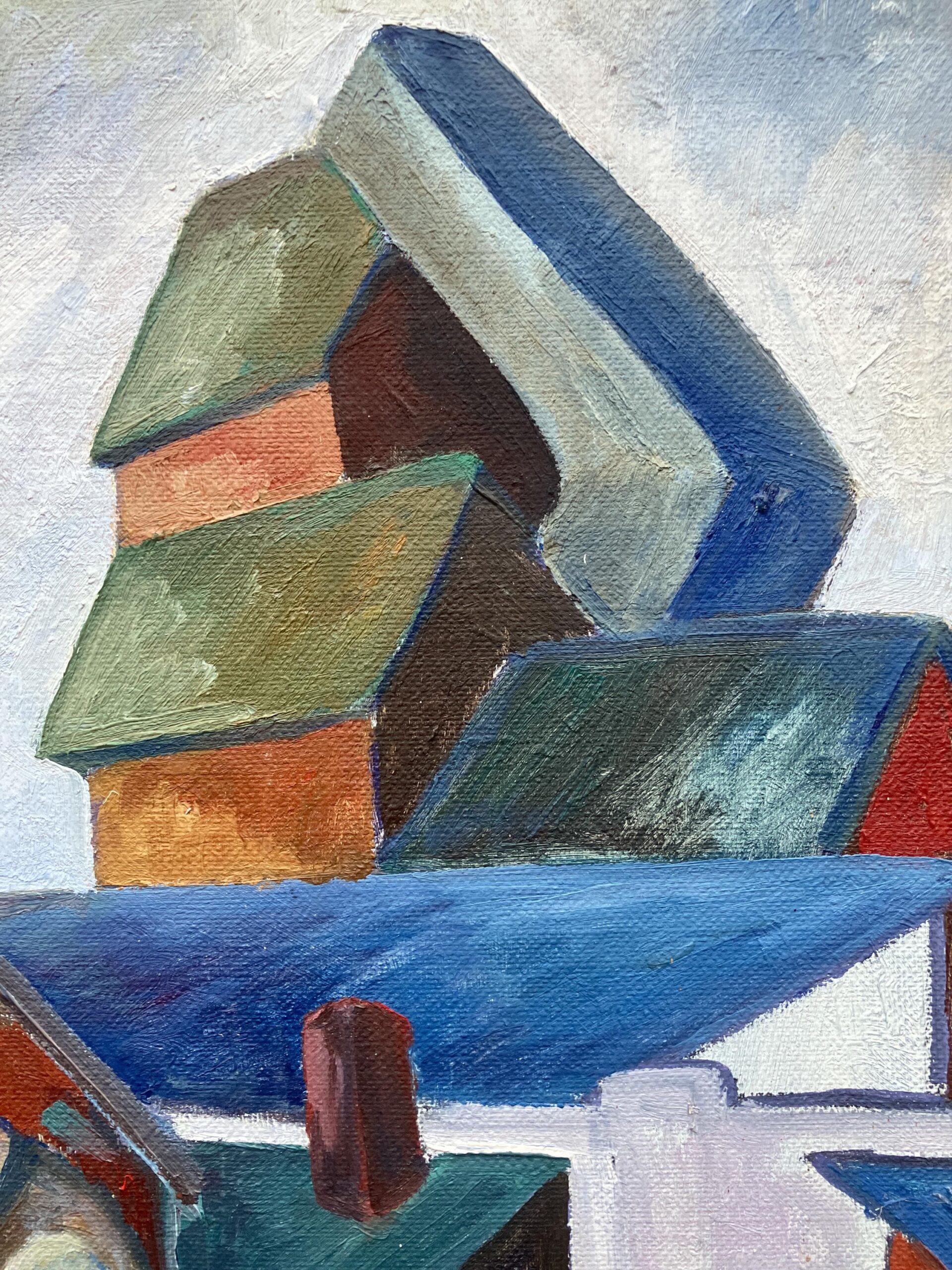 Scandinavian Figurative Oil Painting of Farm Workers, Mid-Century Modern Style - Image 6