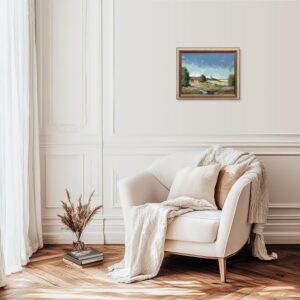 Vintage Oil Painting – Swedish Landscape with Farmhouse and Windmill, Scandinavian  Original artwork - Image 2
