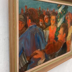 Swedish midsummer dance scene, oil on hardboard, dated 1943 - Image 4