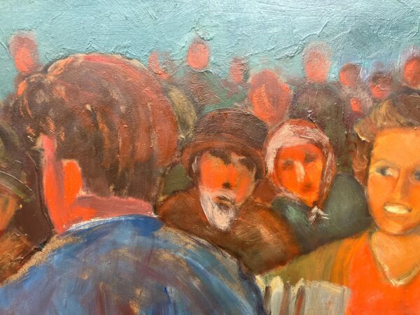 Swedish midsummer dance scene, oil on hardboard, dated 1943