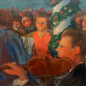 Swedish midsummer dance scene, oil on hardboard, dated 1943 - Image 3