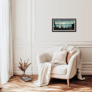 Original Danish Oil Painting – Moody Harbor Scene with Boats – Mid Century – Framed - Image 2