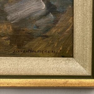 Vintage Swedish landscape painting with cottage, oil on board, 1930s - Image 10