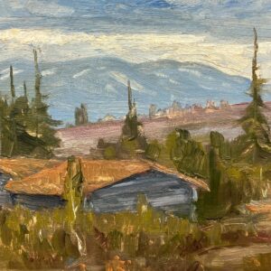Vintage Swedish landscape painting with cottage, oil on board, 1930s - Image 7