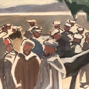 Large Moroccan Market Scene Oil Painting 1950s – Danish Figurative Art - Image 6