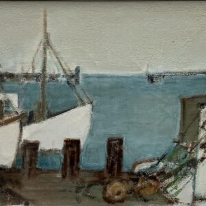 Fishing Harbor Oil Painting, Scandinavian Maritime Scene, 1977 - Image 7