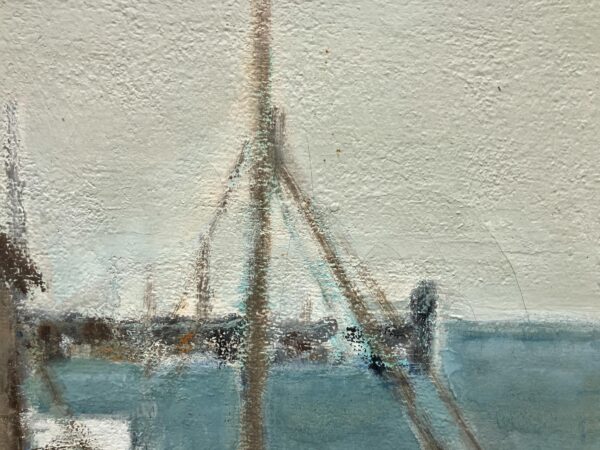 Fishing Harbor Oil Painting, Scandinavian Maritime Scene, 1977