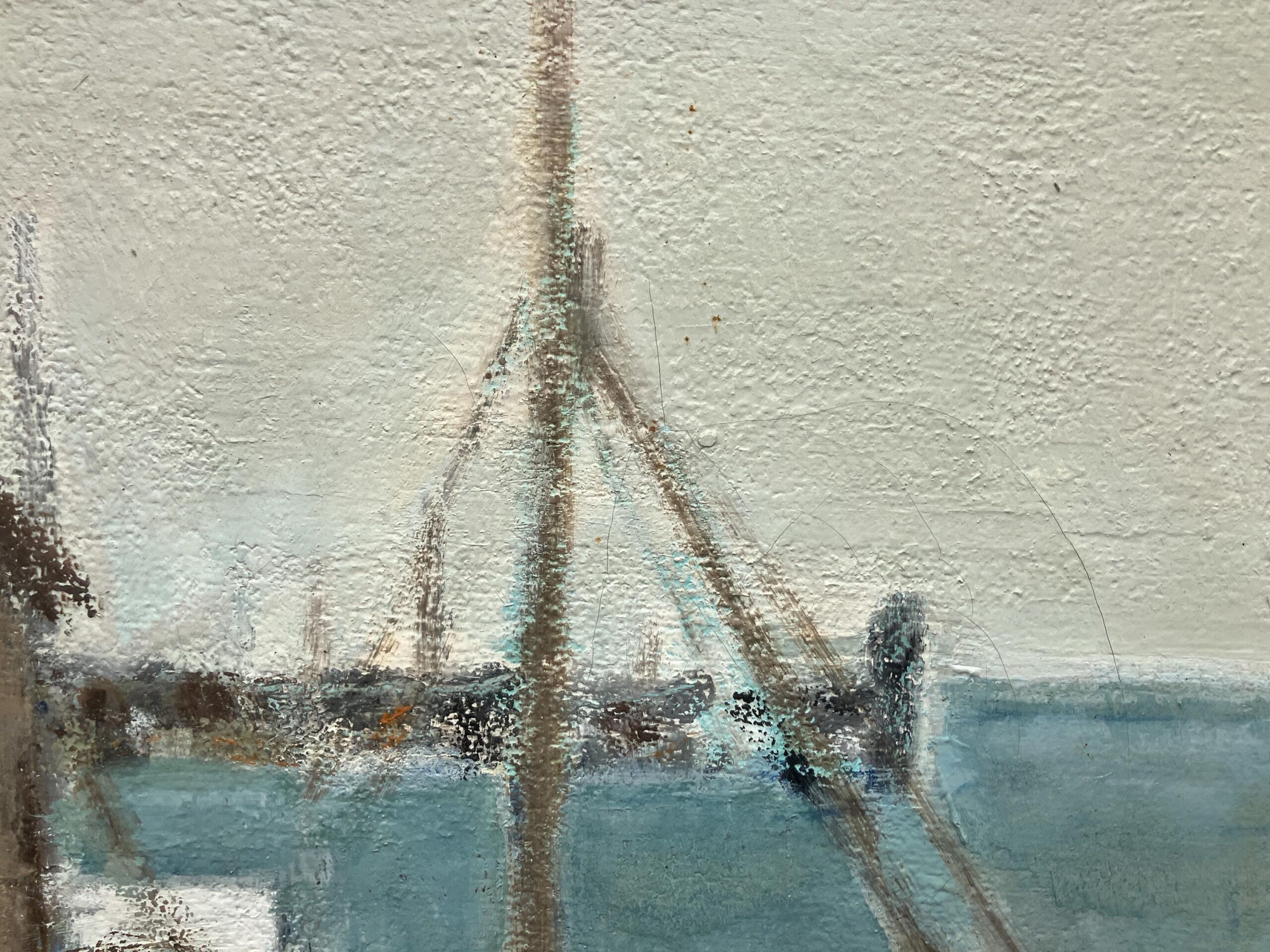 Fishing Harbor Oil Painting, Scandinavian Maritime Scene, 1977 - Image 8