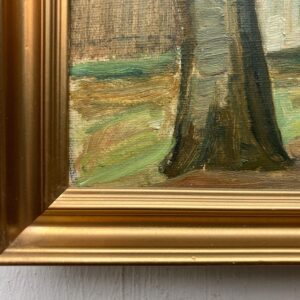 Smaller Danish Landscape Oil Painting: Mid-Century Rural Scene - Image 4