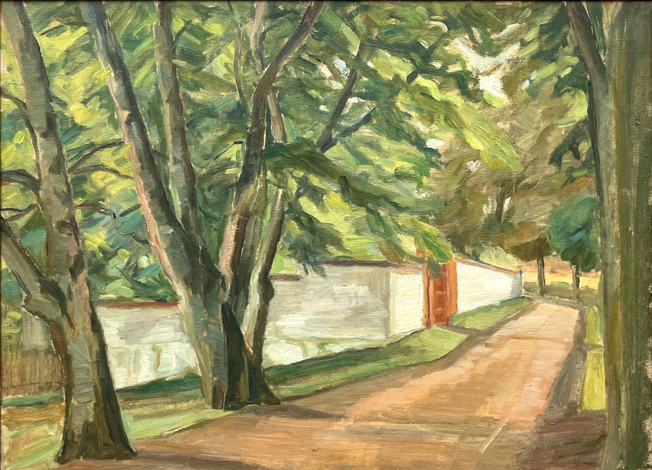 Smaller Danish Landscape Oil Painting: Mid-Century Rural Scene - Image 3