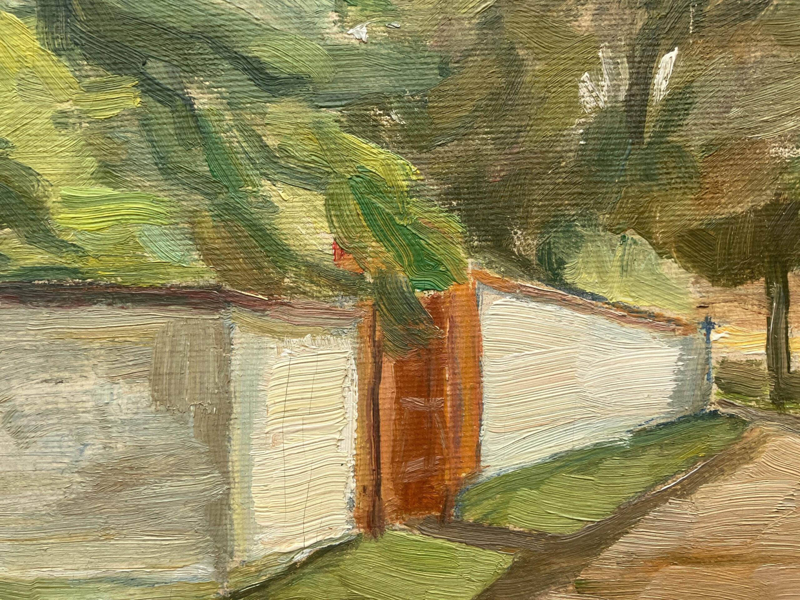 Smaller Danish Landscape Oil Painting: Mid-Century Rural Scene - Image 5