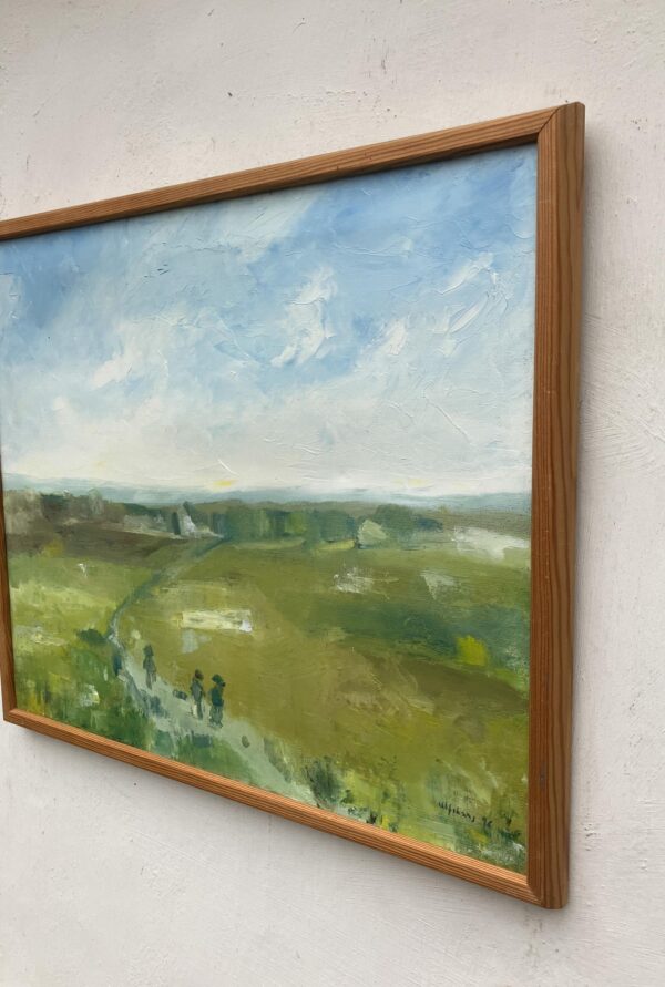 Scandinavian Landscape Oil Painting with Figures, 1996