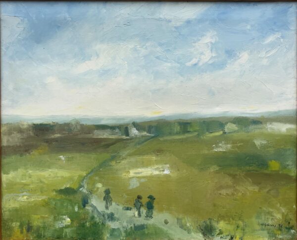 Scandinavian Landscape Oil Painting with Figures, 1996