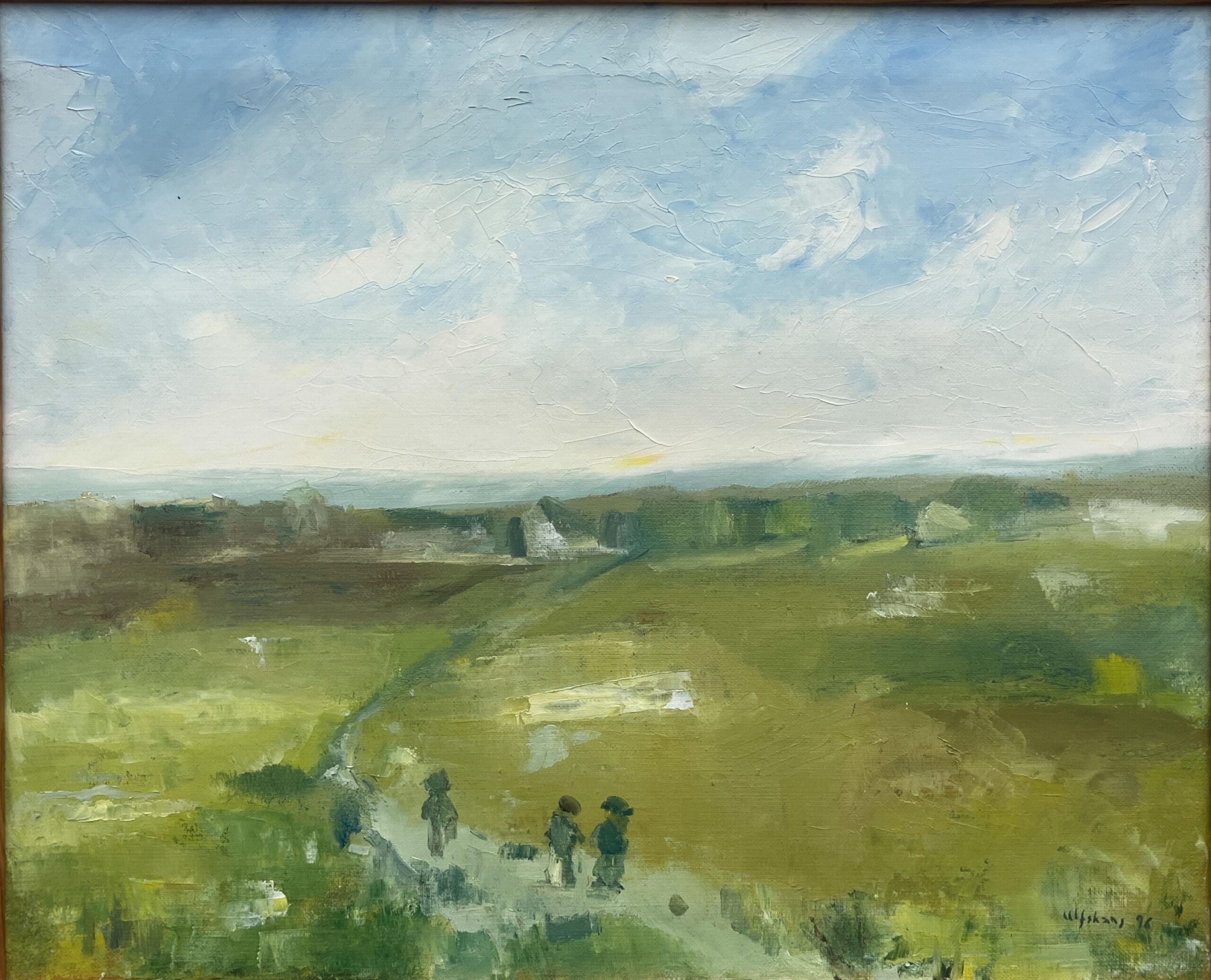 Scandinavian Landscape Oil Painting with Figures, 1996 - Image 3