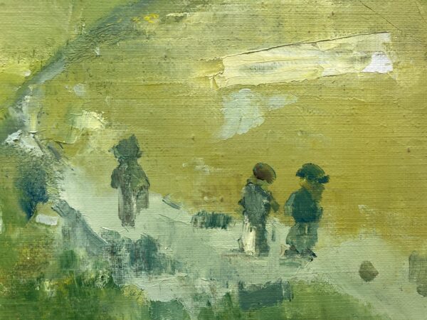 Scandinavian Landscape Oil Painting with Figures, 1996