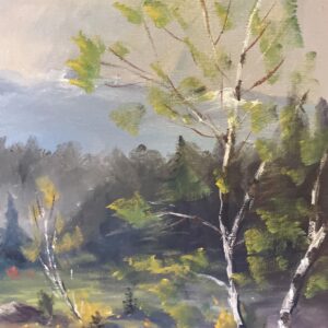 River Landscape with Waterfall, Original Oil on Canvas, Mid-20th Century - Image 6