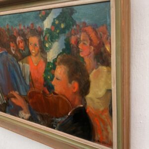 Swedish midsummer dance scene, oil on hardboard, dated 1943 - Image 5