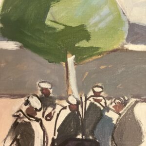 Large Moroccan Market Scene Oil Painting 1950s – Danish Figurative Art - Image 4