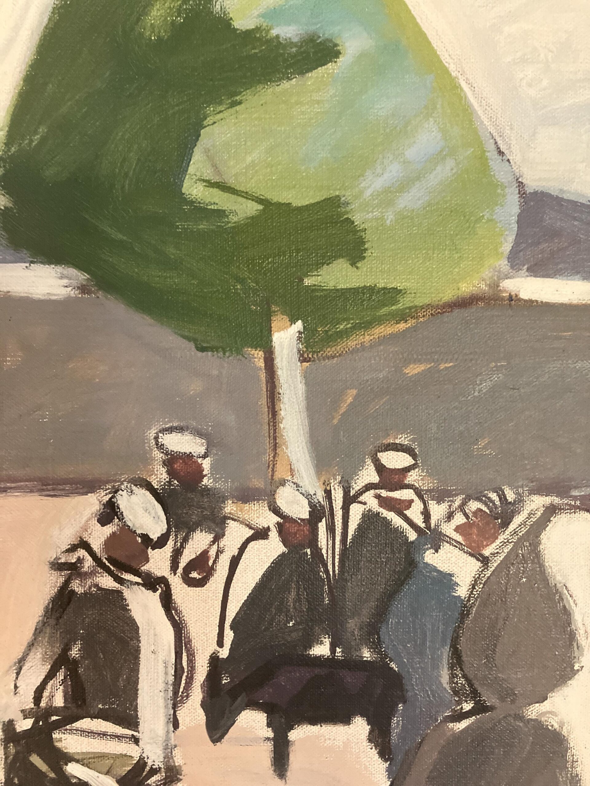 Large Moroccan Market Scene Oil Painting 1950s – Danish Figurative Art - Image 4