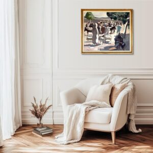 Large Moroccan Market Scene Oil Painting 1950s – Danish Figurative Art - Image 2