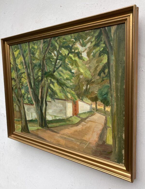 Smaller Danish Landscape Oil Painting: Mid-Century Rural Scene