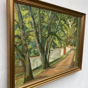 Smaller Danish Landscape Oil Painting: Mid-Century Rural Scene - Image 7