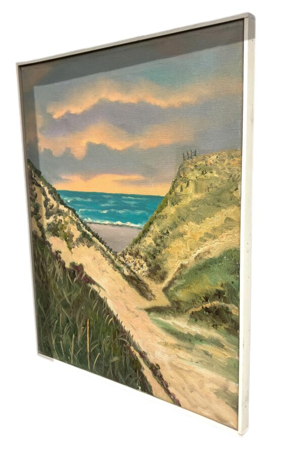 Danish West Coast Landscape with Sea and Dunes, Oil on Canvas, 1960s