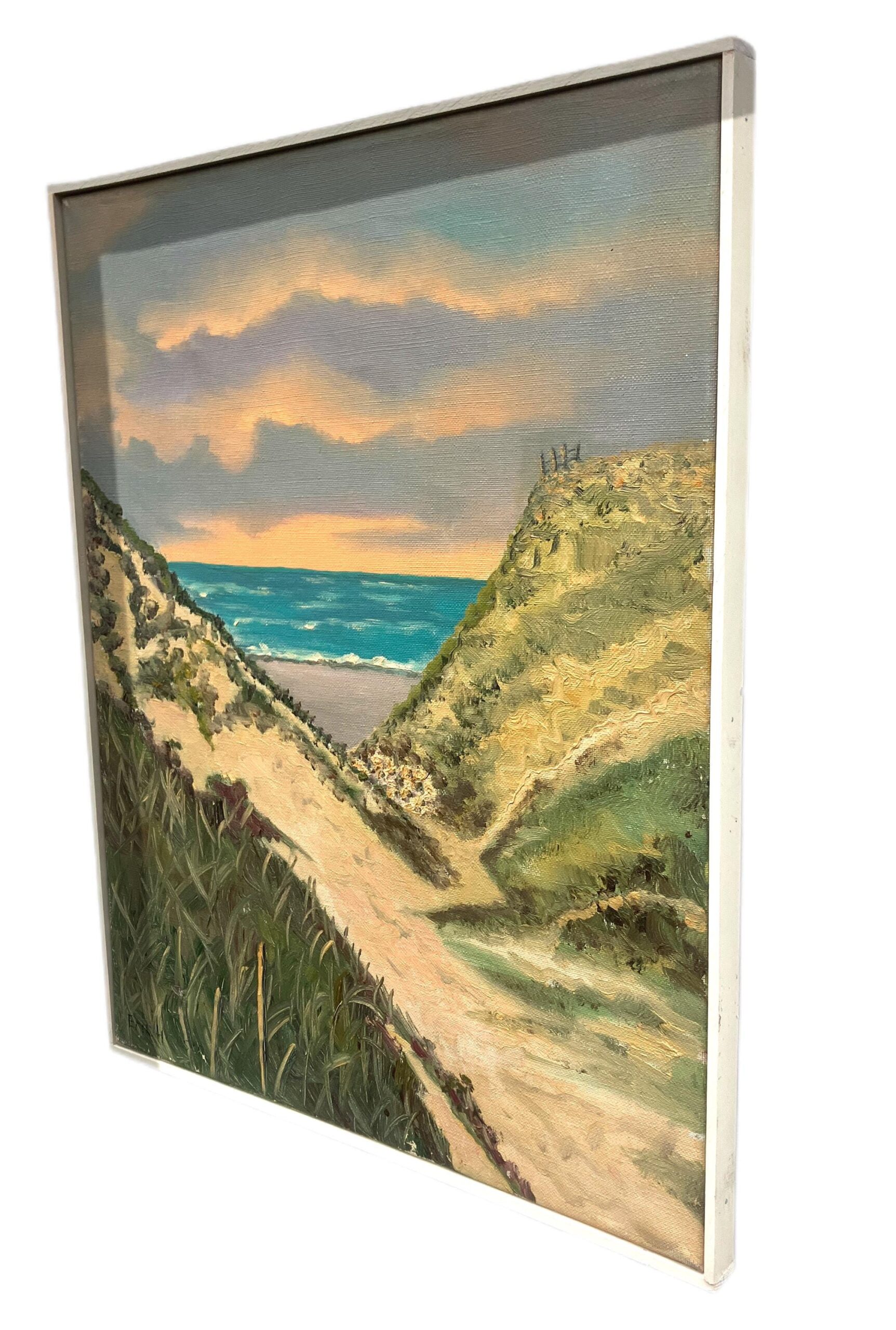 Danish West Coast Landscape with Sea and Dunes, Oil on Canvas, 1960s - Image 8