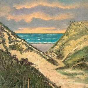 Danish West Coast Landscape with Sea and Dunes, Oil on Canvas, 1960s - Image 3