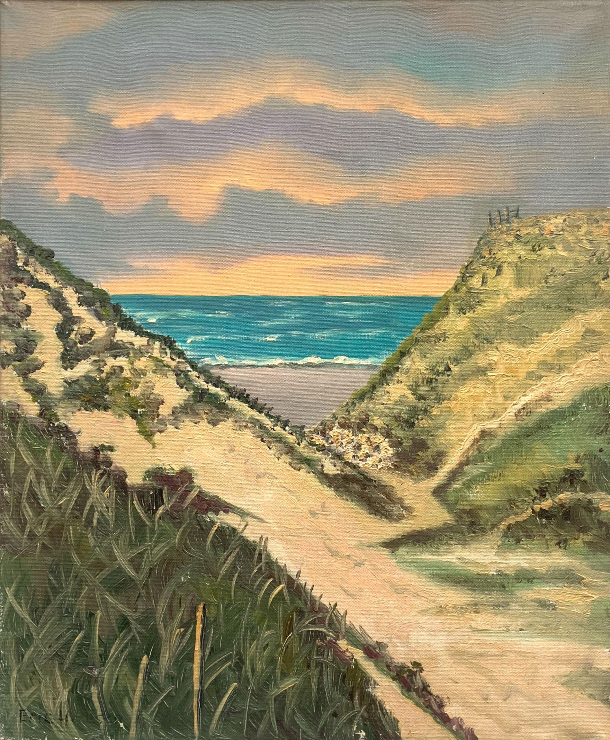 Danish West Coast Landscape with Sea and Dunes, Oil on Canvas, 1960s - Image 3