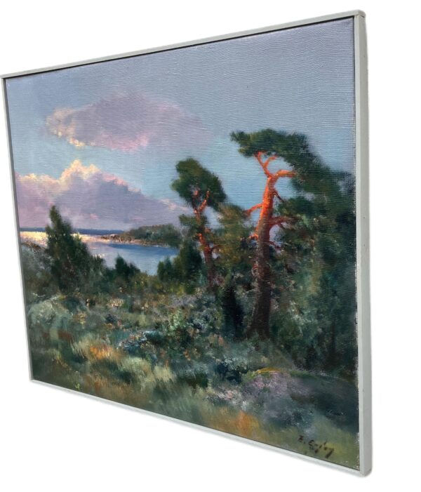 Swedish Coastal Landscape, Oil on Canvas, Late 20th Century
