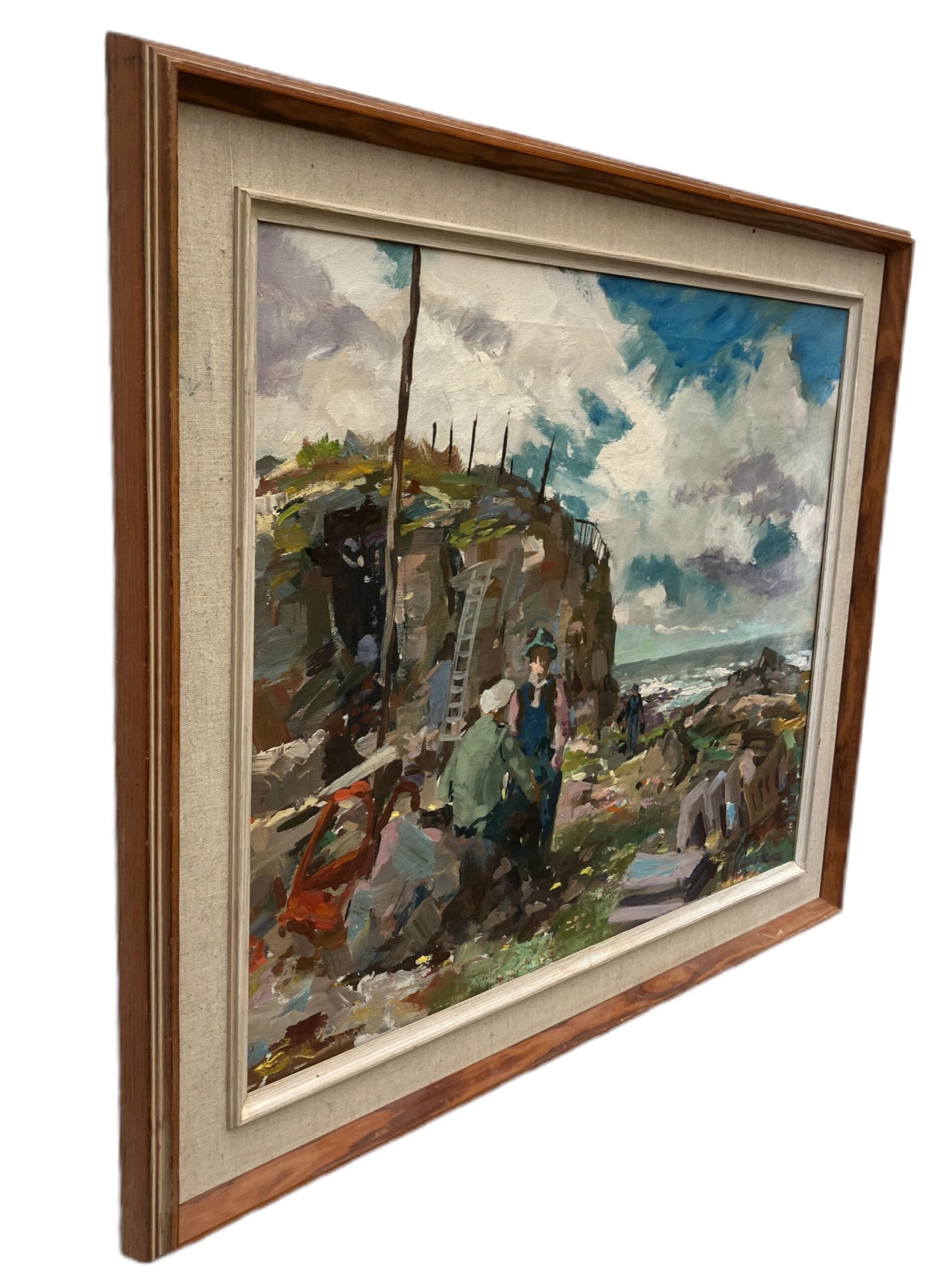 Swedish Figurative Vintage Coastal Scene with Figures – Oil on Canvas - Image 9
