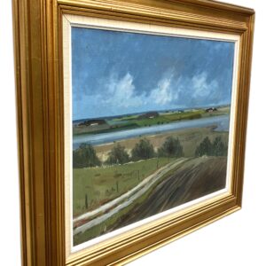 Danish Landscape Oil Painting with Lake View, 1970s Scandinavian Wall Art - Image 3