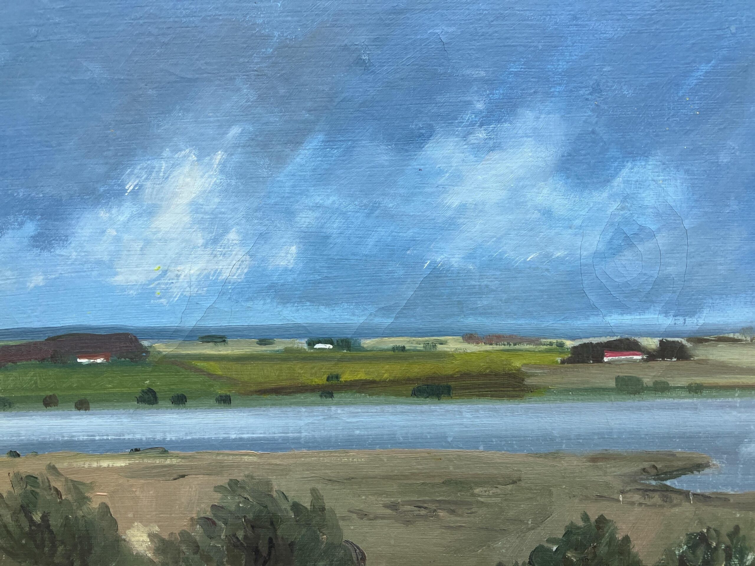 Danish Landscape Oil Painting with Lake View, 1970s Scandinavian Wall Art - Image 9