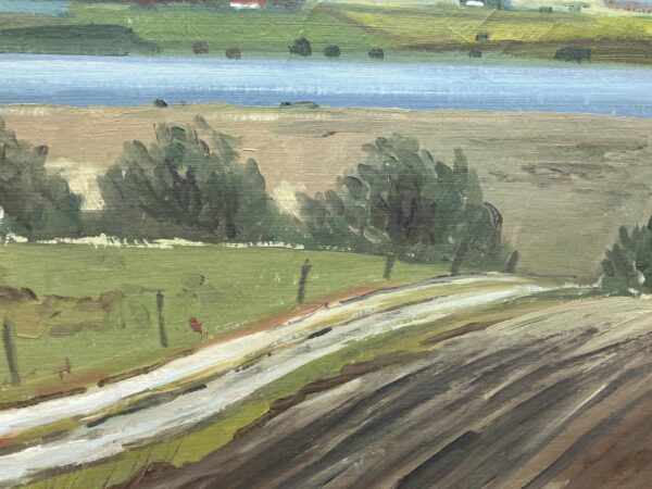 Danish Landscape Oil Painting with Lake View, 1970s Scandinavian Wall Art