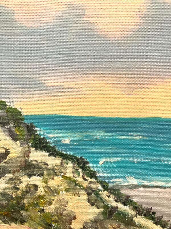 Danish West Coast Landscape with Sea and Dunes, Oil on Canvas, 1960s