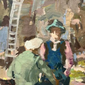 Swedish Figurative Vintage Coastal Scene with Figures – Oil on Canvas - Image 4