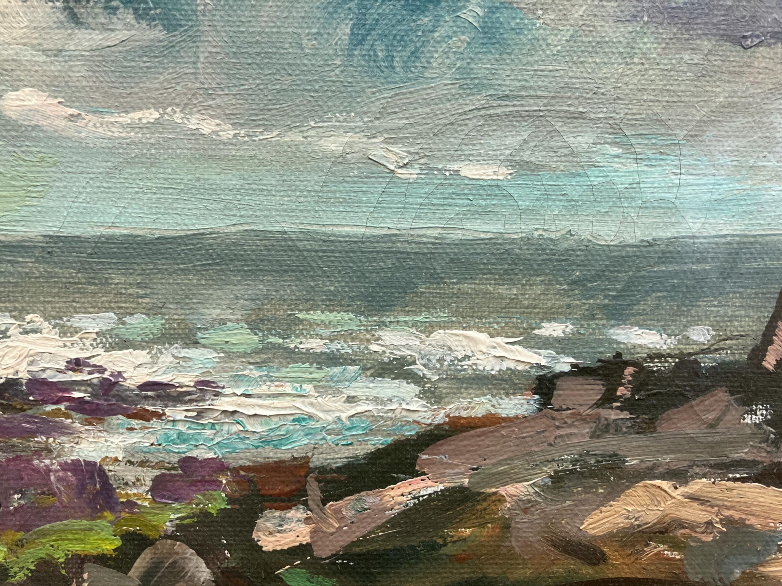 Swedish Figurative Vintage Coastal Scene with Figures – Oil on Canvas - Image 7
