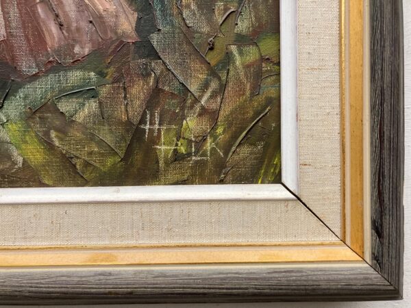 Vintage Figurative Oil Painting of Children Playing, Scandinavian Modern,