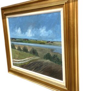 Danish Landscape Oil Painting with Lake View, 1970s Scandinavian Wall Art - Image 4