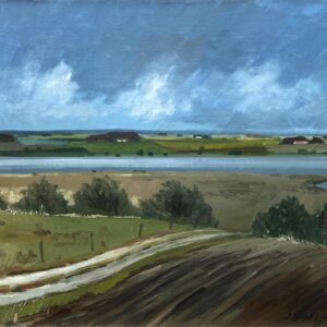 Danish Landscape Oil Painting with Lake View, 1970s Scandinavian Wall Art - Image 5