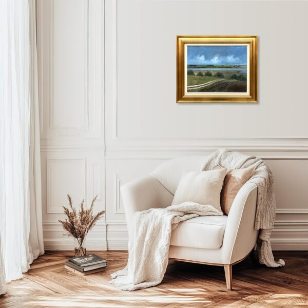 Danish Landscape Oil Painting with Lake View, 1970s Scandinavian Wall Art