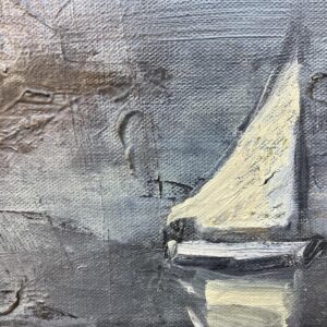 Danish Lake Landscape with Sailboat, Oil on Canvas, Mid-20th Century - Image 6