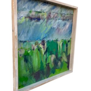 Original Danish Oil Painting – Abstract Green Marsh Landscape – Late 20th Century - Image 3