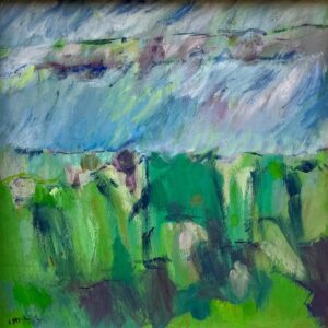 Original Danish Oil Painting – Abstract Green Marsh Landscape – Late 20th Century - Image 5