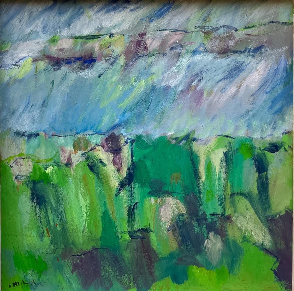 Original Danish Oil Painting – Abstract Green Marsh Landscape – Late 20th Century - Image 5